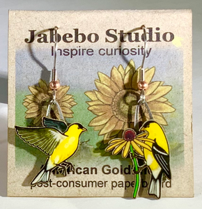 Jewelry: Earrings American Goldfinch